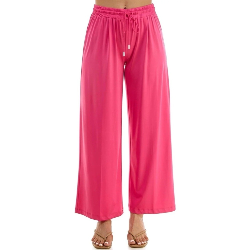Zac & Rachel Women's Wide Leg Pull on Dty polyester Pant. Size Xl. Fuchsia Bloss
